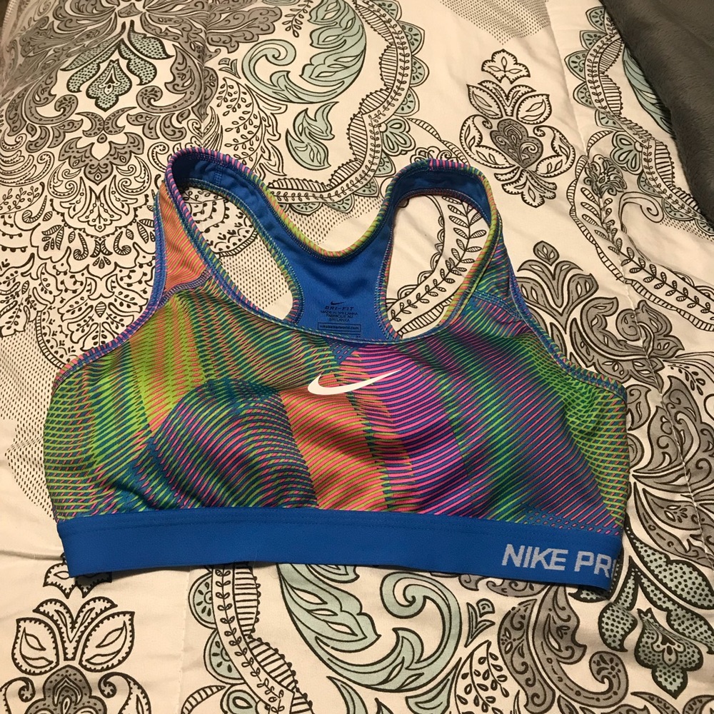 Rainbow Nike Pro Sports Bra with removable pads